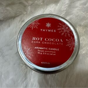 Thymes Hot Cocoa Dark Chocolate Travel Tin Candle 2.5 oz NEW GIFT